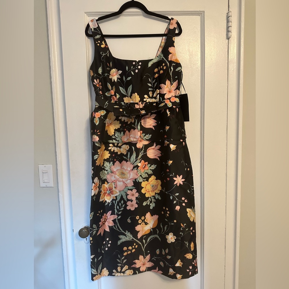 NWT Black Floral Midi Dress, Tuckernuck, 12